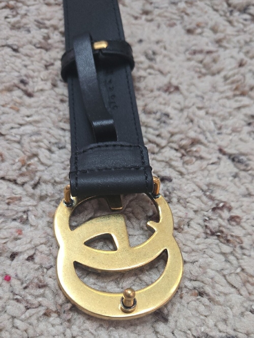 Gucci Gold Double G Logo Leather Belt Buckle - Picture 4 of 13